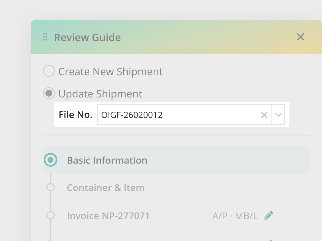Update Shipment mode with manual target Shipment selection