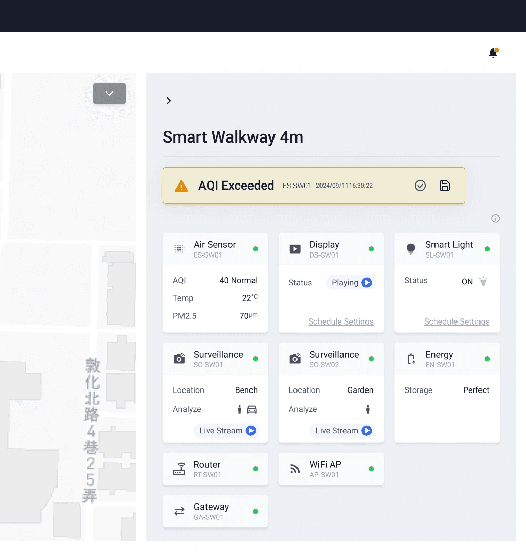 Right-side panel with smart pole and device details